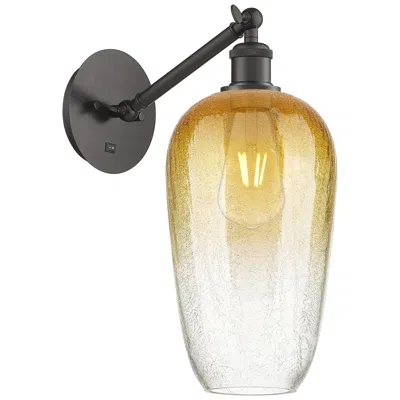 Innovations Lighting Ballston Brookhaven Flute 15"h Oiled Bronze Swivel Sconce W/ Amber Shade In Black