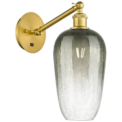 Innovations Lighting Ballston Brookhaven Flute 15"h Satin Gold Swivel Sconce W/ Slate Shade