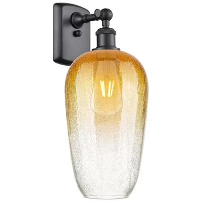 Innovations Lighting Ballston Brookhaven Flute 16" High Matte Black Sconce With Amber Shade