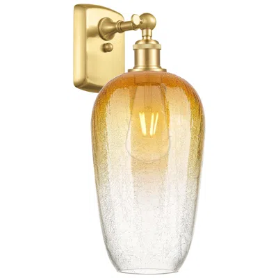 Innovations Lighting Ballston Brookhaven Flute 16" High Satin Gold Sconce With Amber Shade