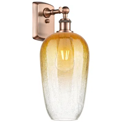 Innovations Lighting Ballston Brookhaven Flute 16"h Antique Copper Sconce With Amber Shade