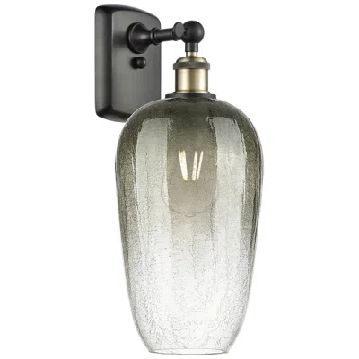 Innovations Lighting Ballston Brookhaven Flute 16"h Black And Brass Sconce With Slate Shade