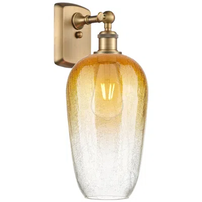 Innovations Lighting Ballston Brookhaven Flute 16"h Brushed Brass Sconce With Amber Shade