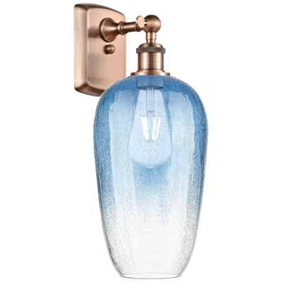 Innovations Lighting Ballston Brookhaven Flute 16"h Copper Sconce With Sapphire Blue Shade