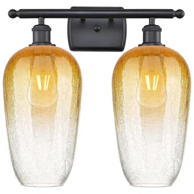 Innovations Lighting Ballston Brookhaven Flute 17"w 2 Light Black Bath Light W/ Amber Shade