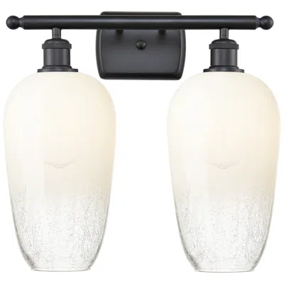 Innovations Lighting Ballston Brookhaven Flute 17"w 2 Light Black Bath Light W/ Opal Shade