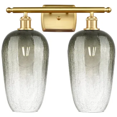Innovations Lighting Ballston Brookhaven Flute 17"w 2 Light Gold Bath Light W/ Slate Shade