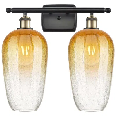 Innovations Lighting Ballston Brookhaven Flute 17"w 2-lt Black Brass Vanity W/ Amber Shade
