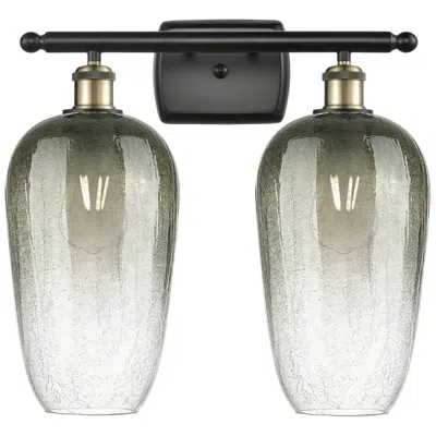 Innovations Lighting Ballston Brookhaven Flute 17"w 2-lt Black Brass Vanity W/ Slate Shade In Multi