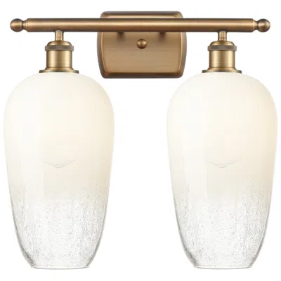 Innovations Lighting Ballston Brookhaven Flute 17"w 2-lt Brushed Brass Vanity W/ Opal Shade