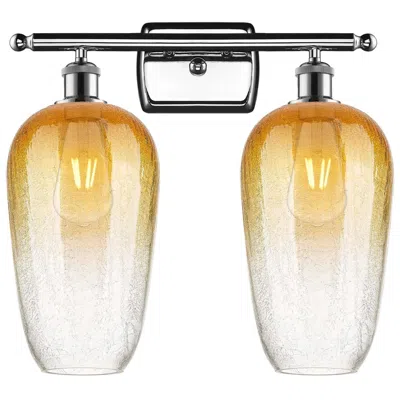 Innovations Lighting Ballston Brookhaven Flute 17"w 2-lt Chrome Bath Light W/ Amber Shade