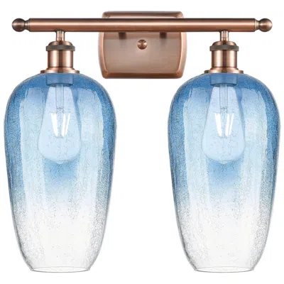 Innovations Lighting Ballston Brookhaven Flute 17"w 2-lt Copper Vanity W/ Sapphire Shade In Gold