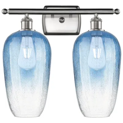 Innovations Lighting Ballston Brookhaven Flute 17"w 2-lt Nickel Vanity W/ Sapphire Shade In Blue