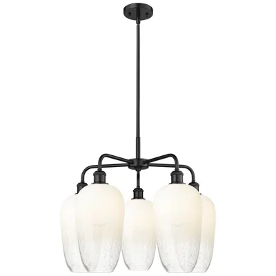 Innovations Lighting Ballston Brookhaven Flute 26"w 5 Light Black Stem Chandelier W/ Opal Shade
