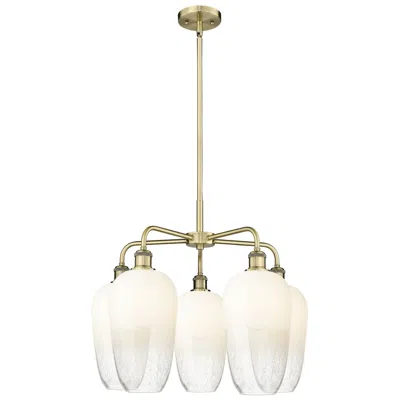 Innovations Lighting Ballston Brookhaven Flute 26"w 5 Light Brass Stem Chandelier W/ Opal Shade In Gold