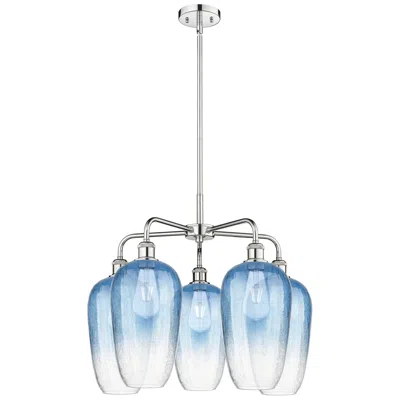 Innovations Lighting Ballston Brookhaven Flute 26"w 5 Light Chrome Stem Chandelier W/ Blue Shade