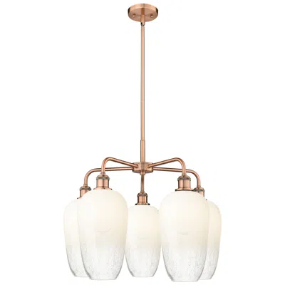 Innovations Lighting Ballston Brookhaven Flute 26"w 5 Light Copper Stem Chandelier W/ Opal Shade