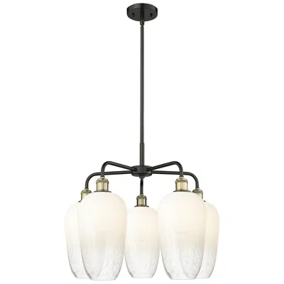 Innovations Lighting Ballston Brookhaven Flute 26"w 5-lt Black Brass Chandelier W/ Opal Shade