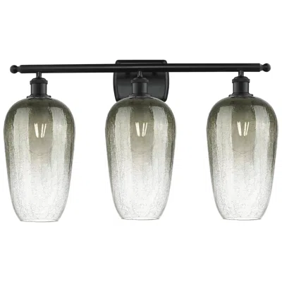 Innovations Lighting Ballston Brookhaven Flute 27"w 3 Light Black Bath Light W/ Slate Shade