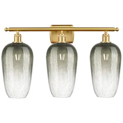 Innovations Lighting Ballston Brookhaven Flute 27"w 3 Light Gold Bath Light W/ Slate Shade