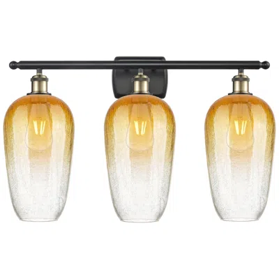 Innovations Lighting Ballston Brookhaven Flute 27"w 3-lt Black Brass Vanity W/ Amber Shade In Multi