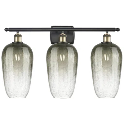 Innovations Lighting Ballston Brookhaven Flute 27"w 3-lt Black Brass Vanity W/ Slate Shade