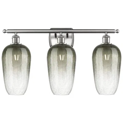 Innovations Lighting Ballston Brookhaven Flute 27"w 3-lt Nickel Bath Light W/ Slate Shade