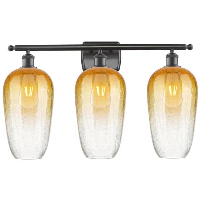 Innovations Lighting Ballston Brookhaven Flute 27"w 3-lt Oiled Bronze Vanity W/ Amber Shade