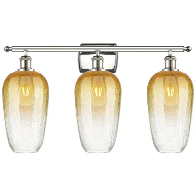 Innovations Lighting Ballston Brookhaven Flute 27"w 3-lt Polished Nickel Vanity W/ Amber Sh