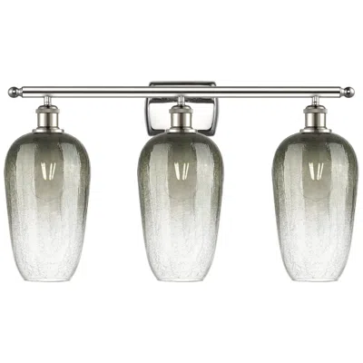 Innovations Lighting Ballston Brookhaven Flute 27"w 3-lt Polished Nickel Vanity W/ Slate Sh