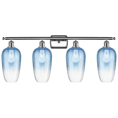 Innovations Lighting Ballston Brookhaven Flute 37"w 4 Light Chrome Vanity W/ Sapphire Shade In Blue