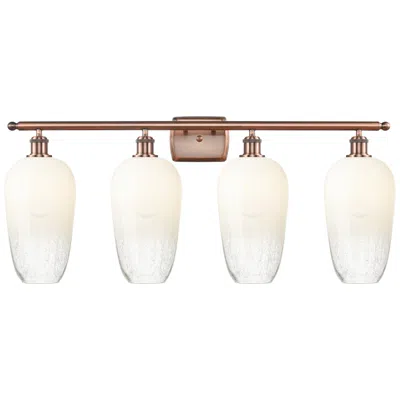 Innovations Lighting Ballston Brookhaven Flute 37"w 4 Light Copper Bath Light W/ Opal Shade