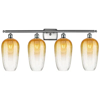 Innovations Lighting Ballston Brookhaven Flute 37"w 4 Light Nickel Vanity W/ Amber Shade In Silver