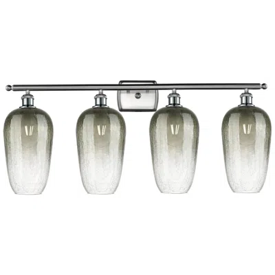 Innovations Lighting Ballston Brookhaven Flute 37"w 4 Light Nickel Vanity W/ Slate Shade In Silver