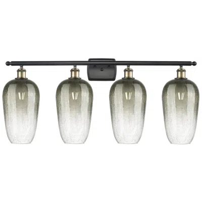Innovations Lighting Ballston Brookhaven Flute 37"w 4-lt Black Brass Vanity W/ Slate Shade