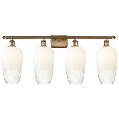 Innovations Lighting Ballston Brookhaven Flute 37"w 4-lt Brushed Brass Vanity W/ Opal Shade