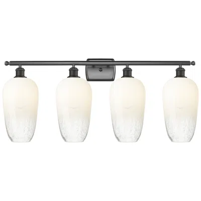 Innovations Lighting Ballston Brookhaven Flute 37"w 4-lt Oiled Bronze Vanity W/ Opal Shade