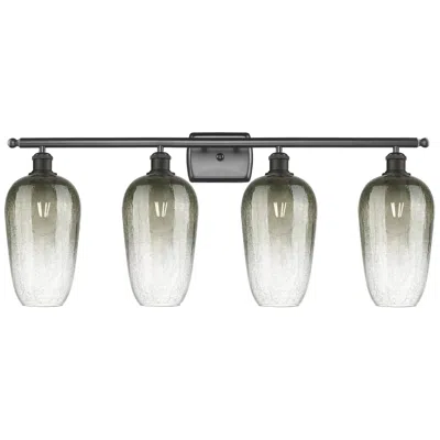 Innovations Lighting Ballston Brookhaven Flute 37"w 4-lt Oiled Bronze Vanity W/ Slate Shade