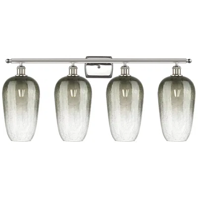 Innovations Lighting Ballston Brookhaven Flute 37"w 4-lt Polished Nickel Vanity W/ Slate Shade