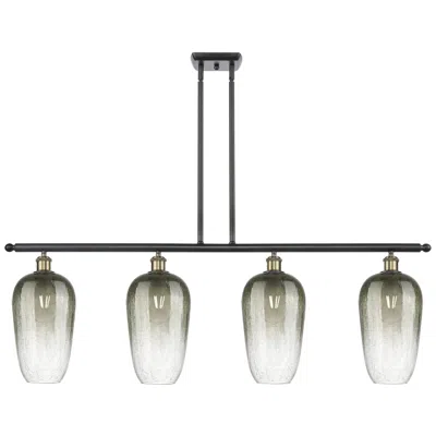 Innovations Lighting Ballston Brookhaven Flute 48"w 4-lt Black Brass Stem Island W/ Slate Shade