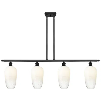 Innovations Lighting Ballston Brookhaven Flute 48"w 4-lt Black Stem Island Light W/ Opal Shade