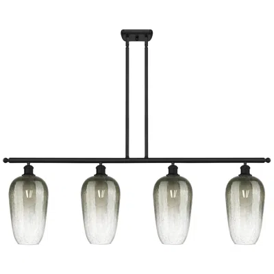 Innovations Lighting Ballston Brookhaven Flute 48"w 4-lt Black Stem Island Light W/ Slate Shade