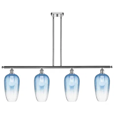 Innovations Lighting Ballston Brookhaven Flute 48"w 4-lt Chrome Stem Island Light W/ Blue Shade