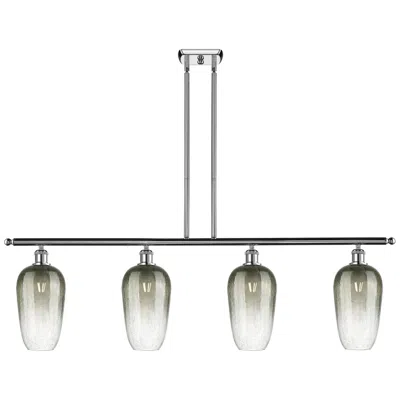 Innovations Lighting Ballston Brookhaven Flute 48"w 4-lt Chrome Stem Island Light W/ Slate Shade