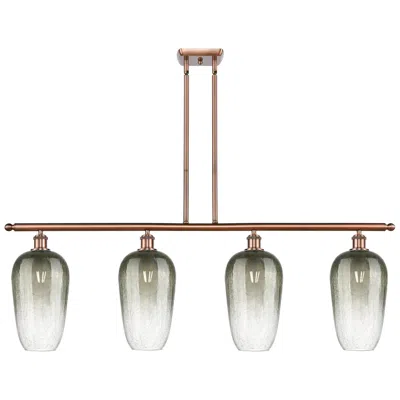 Innovations Lighting Ballston Brookhaven Flute 48"w 4-lt Copper Stem Island Light W/ Slate Shade In Gold