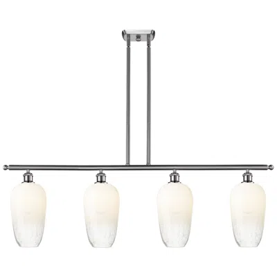 Innovations Lighting Ballston Brookhaven Flute 48"w 4-lt Nickel Stem Island Light W/ Opal Shade