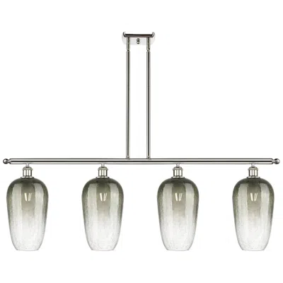 Innovations Lighting Ballston Brookhaven Flute 48"w 4-lt Polish Nickel Island W/ Slate Shade In Silver