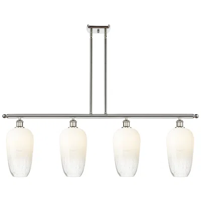 Innovations Lighting Ballston Brookhaven Flute 48"w 4-lt Polish Nickel Stem Island W/ Opal Shade