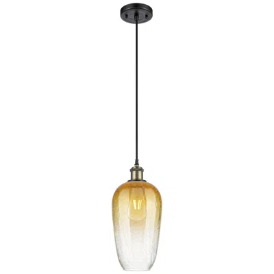 Innovations Lighting Ballston Brookhaven Flute 7"w Black Brass Cord Pendant W/ Amber Shade
