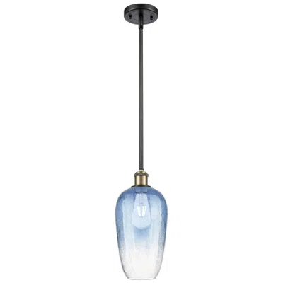 Innovations Lighting Ballston Brookhaven Flute 7"w Black Brass Stem Pendant W/ Sapphire Shade